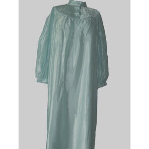 Vintage Satin Quilted Nightgown SMALL Modest Hight Neck Button Grannycore READ